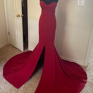 Red Floor Length Formal Gown